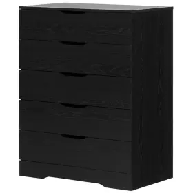Bh-4752-1703697 Bowery Hill Contemporary Wood 5 Drawer Chest In Black Oak Finish