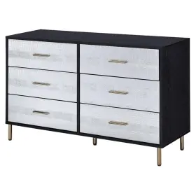 Bh-4752-2547511 Bowery Hill Transitional 6-drawer Wooden Dresser In Black And Silver Gold