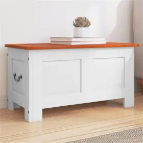 Bh-4752-2989622 Bowery Hill Solid Acacia Wood Engineered Storage Chest In Brown And White