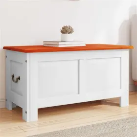 Bh-4752-2989623 Bowery Hill Solid Acacia Wood And Engineered Storage Chest In Brown White