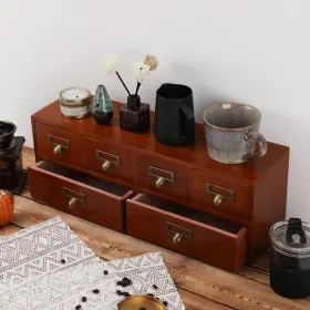 Boxskivra 762283863528 Apothecary Drawers Wooden Storage Box With 6 Vintage W #2