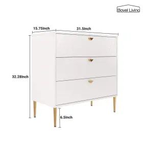 Kdchd-1472a-wh Boyel Living Chest Of Drawers 15.75 Inch X31.5 X32.28 White 3-drawers Storage Indoor #3