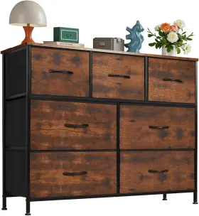 Branded 781434690172 7 Drawer Dresser For Bedroom Chests Organizer Storage Tower Closet Rustic Brown