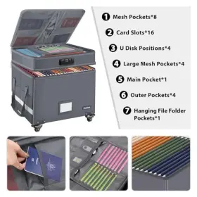 Ds0078 Budding Trade Fireproof Document Box With Lock 2-layer File Gray 1 Pack #3