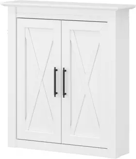 Kwws124was-03 Bush Home Key West Bathroom Wall Cabinet With Doors In White Ash