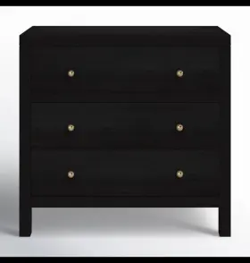 Butler Specialty 5731451 Modern 3-drawer Black Wood Chest 34x32.5x18in Brass Handles