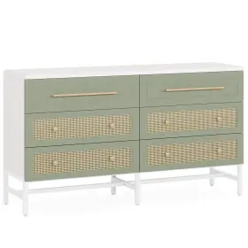 Bb-jw0518xf Byblight 6-drawer 56 Inch W Dresser Rooney Modern Rattan For Bedroom Green #2