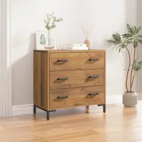 Chest Drawers Natural Pine Solid Pinewood Engineered Wood Meta 720287202776 Of Metal