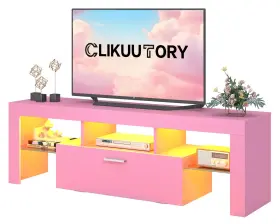 Clikuutory 706952520183 Modern Lighting 51 Inch Tv Stand With Large Storage Drawer For 32