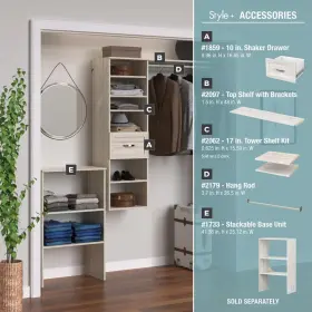 1769 Closetmaid Wood Closet Tower 56.4 Inch X 16.9 Walk-in Wall Mount Bleached Walnut #3