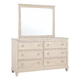 215923m Coaster Pembroke 6-drawer Wood Bedroom Dresser With Mirror In Washed Oak Brown
