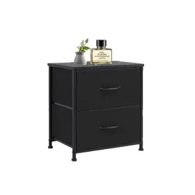 Ar-cab-2bc-bk Concetta Nigtstand For Bedroom Tall Chest Organizer With Fabric Bins Steel Frame