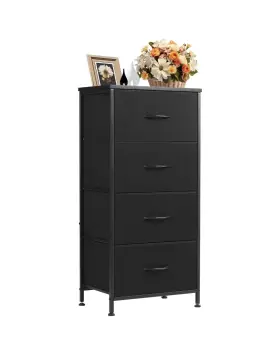Wmcon-cab-4bc-bk Concetta 4 Drawer Dresser Wide Chest Drawers Nightstand Storage Tower