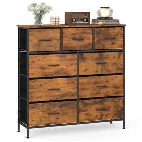 Costway 146330298114 9-drawer Fabric Dresser For Bedroom Tall Storage Organizer Chest With Wooden Top