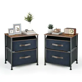 210182cfa115 Costway 2pc 2-drawer Dresser Bedside Table With Spacious Tabletop And 2 Large Fabric Drawers