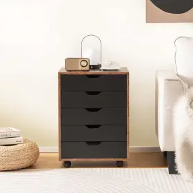 Costway 313053152153 Rustic Brown 5 Drawer 19 Inch Chest Of Drawers Storage Dresser Floor Cabinet Orga