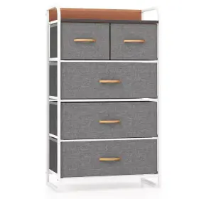 Costway 313053864865 Gray 5 Drawers 23 Inch Dresser Without Mirror