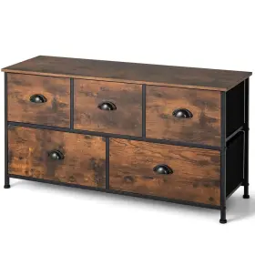 Costway 711181053685 39.5 Inch X 21.5 Brown Pull-out Mdf Of 5 Drawers Drawer Dresser Chest Organiz