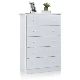 H117wha12172 Costway Chest Of Drawers 5 Drawer Dresser Functional Storage Organizer Closet White