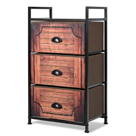 H120a12181 Costway 3 Drawer Fabric Dresser Storage Tower Nightstand With Sturdy Steel Frame Closet