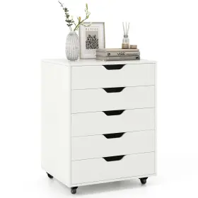 H978wha14357 Costway 5 Drawer Chest Storage Dresser Floor Cabinet Organizer With Wheels White H978wha14357 Costway 5 Drawer Chest Storage Dresser Floor Cabinet Organizer With Wheels White