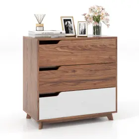 Hcst00967 Costway 3-drawer Dresser Farmhouse Wooden Sofa Beside Table Storage Organizer Rustic