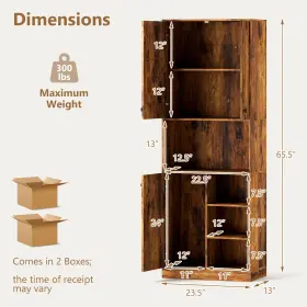 Hcst05595 Costway Kitchen Pantry Storage Cabinet 65.5 Inch Tall Modern Hutch With Microwave #2