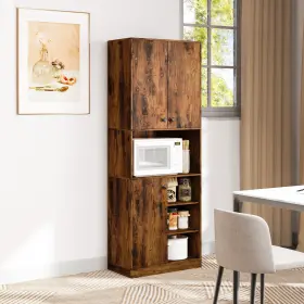 Hcst05595 Costway Kitchen Pantry Storage Cabinet 65.5 Inch Tall Modern Hutch With Microwave #3