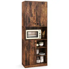 Hcst05595 Costway Kitchen Pantry Storage Cabinet 65.5 Inch Tall Modern Hutch With Microwave