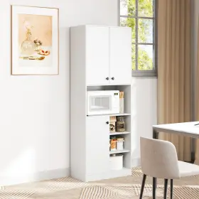 Hcst05596 Costway Kitchen Pantry Storage Cabinet 65.5 Inch Tall Modern Hutch With Microwave #3