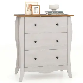 Hcst05701 Costway 30 Inch Farmhouse Chest Of Drawers With 3 Folding Fabric And Anti-tipping Kit