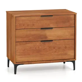 Hcst05810 Costway 3-drawer Dresser With Metal Support Legs And Anti-tipping Kit For Bedroom Cherry