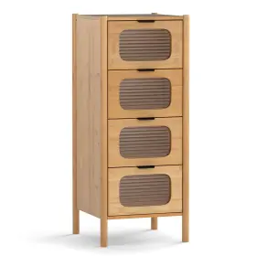 Hcst07463 Costway 4-drawer Dresser With Fluted Tempered Glass Drawers Mid Century Chest Of