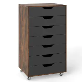 Hcst09825 Costway 7-drawer Chest Mobile File Cabinet Vertical Filing Organizer With Lockable Wheels