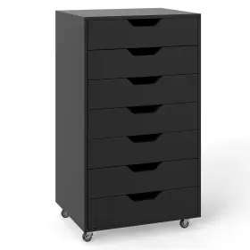 Hcst09826 Costway 7-drawer Chest Mobile File Cabinet Vertical Filing Organizer With Lockable Wheels