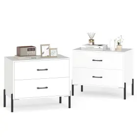 Hcst11654 Costway 2pcs 2-drawer Dresser With Metal Legs Handles Drawers Anti-tipping Kits For Closet