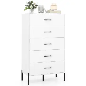 Hcst11816 Costway 5-drawer Dresser With Metal Legs And Handles Anti-tipping Kits For Closet Bedroom