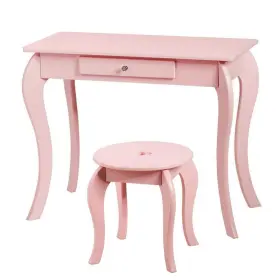 Hw64356pi Costway Kids Dressing Play Table Set 41.5 Inh X 27.5 Inw Wood Material In Pink #3