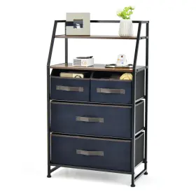 J057cfa18118 Costway 4-drawer Dresser Organizer Closet Storage Cabinet With Shelves And Foldable Drawers
