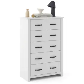 J151wha18189 Costway Bedroom 5 Drawer Chest Storage Dresser Tall Cabinet Organizer Hallway White