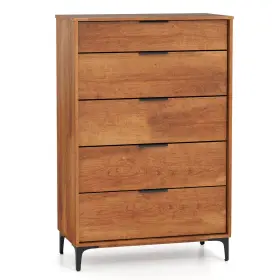Jv12276ch Costway 5-drawer Dresser With Interlock System Metal Support Legs And Anti-tipping Kit