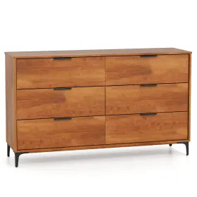 Jv12278ch Costway 6-drawer Double Dresser With Interlock System Metal Support Legs Anti-tipping Kit