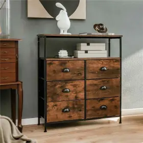 Jz-10n09198 Costway Dresser 12 Inch X31.5 X35.5 6-drawer Fabric Storage Tower Brown 2-tier #2
