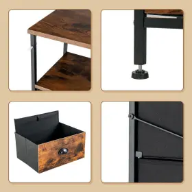 Jz-10n09198 Costway Dresser 12 Inch X31.5 X35.5 6-drawer Fabric Storage Tower Brown 2-tier #3