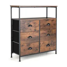 Jz-10n09198 Costway Dresser 12 Inch X31.5 X35.5 6-drawer Fabric Storage Tower Brown 2-tier