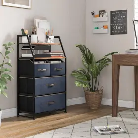 Jz-10n0z198 Costway Dresser 39.5 Inch X 23 11.5 4-drawer Black Rustic Brown With Shelves #2