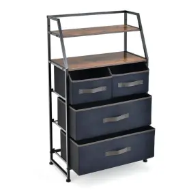 Jz-10n0z198 Costway Dresser 39.5 Inch X 23 11.5 4-drawer Black Rustic Brown With Shelves