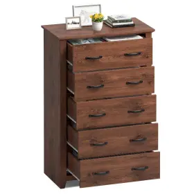 Jz-10n1s1wn Costway Chest Of Drawers 32 Inch W 5 Slide-out Drawer For Bedroom/hallway In Walnut #3