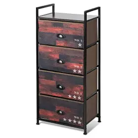 Qd-63121 Costway 4-drawer Brown And Black Fabric Dresser Storage Tower Nightstand 39.5 Inch X 17.5