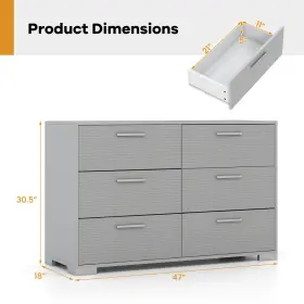 Us-2hcst04490 Costway 6 Drawer Storage Cabinet With Metal Legs And Handles Anti-toppling Devices #2